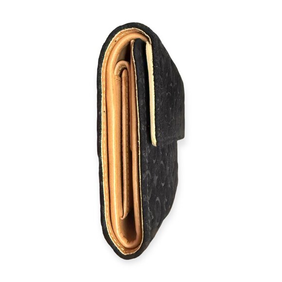 Vintage CELINE Triomphe Monogram Black Suede Wallet | Tan Leather - Picture 4 of 7